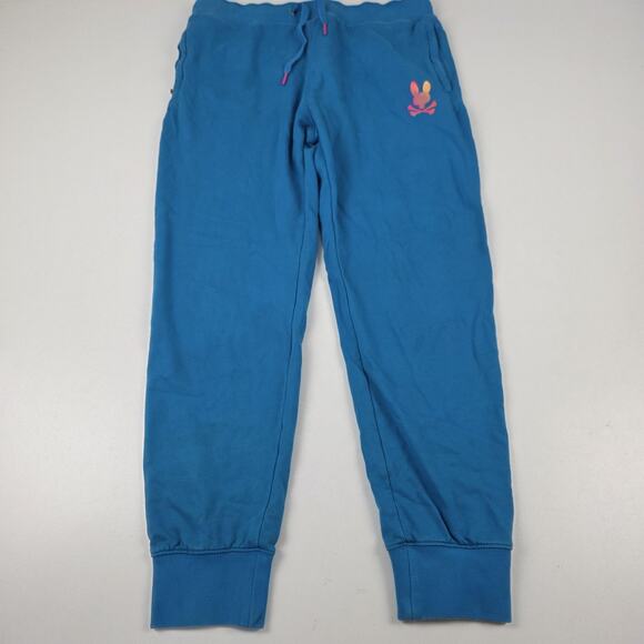 Psycho Bunny Pants Mens XL Blue Sweatpants Joggers Drawstring Rib Cuff Logo - Picture 1 of 16